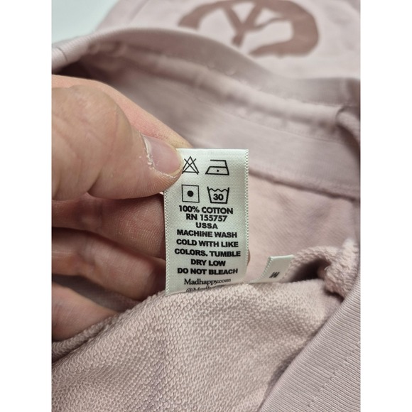 Madhappy Shorts Medium Pink Sweat 8" Inseam Elastic Waist Peace Logo Casual - Picture 7 of 14